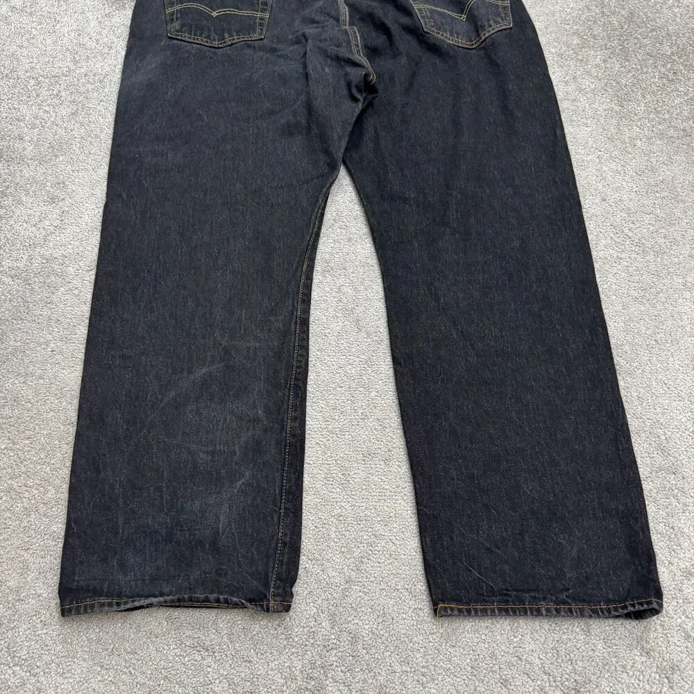 Levi's 501 Original Fit Straight Leg Button Fly Denim Jeans Men 48x34 Tall Black